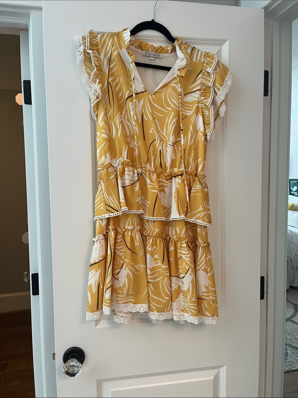 Jou Jou Yellow and White Floral Ruffle Tiered Dress